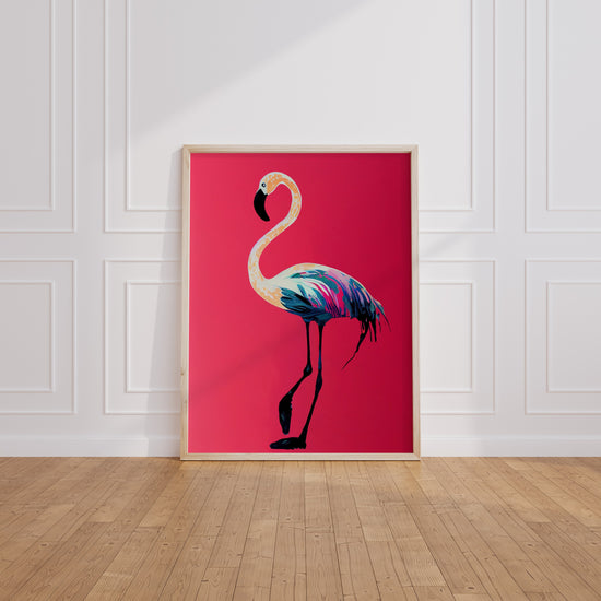 Poster Flamant rose - Silhouette gracieuse aux teintes douces — Vierge - living-room