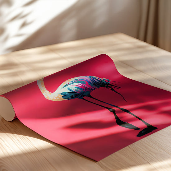 Poster Flamant rose - Silhouette gracieuse aux teintes douces — Vierge - poster-enroullé