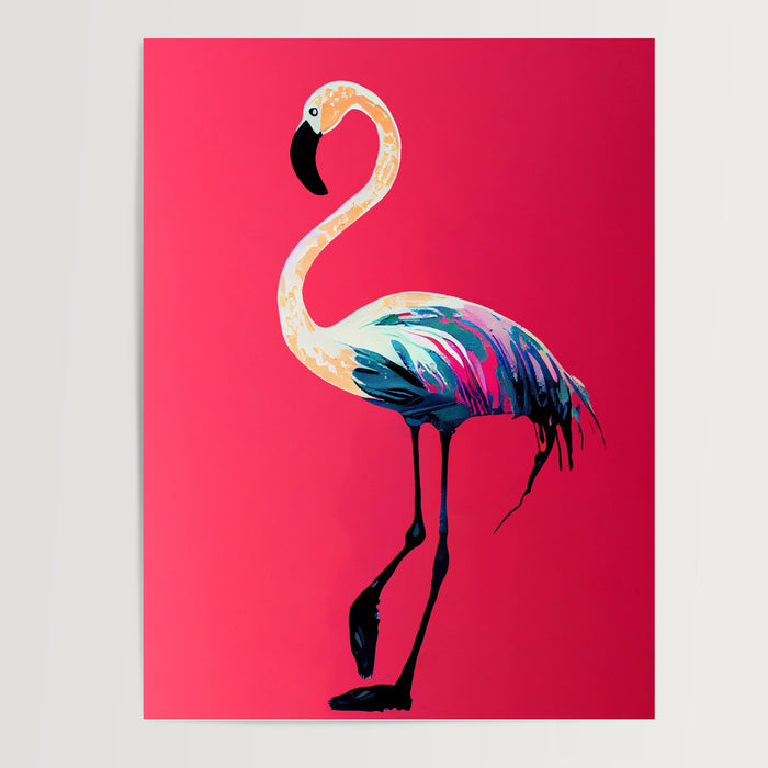 Poster Flamant rose - Silhouette gracieuse aux teintes douces — Vierge - poster-presentation-produit
