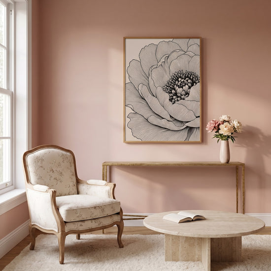 Poster Fleur botanique - Élégance gravée noir et blanc — Décor sur-mesure (IA)