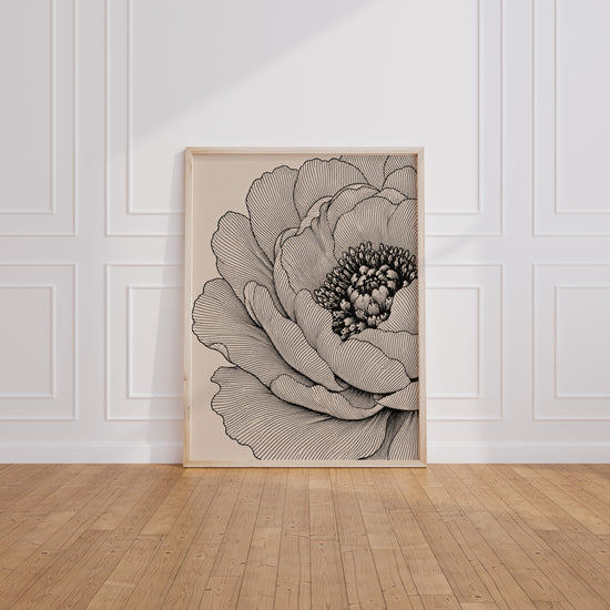 Poster Fleur botanique - Élégance gravée noir et blanc — Vierge - living-room