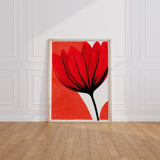 Poster Fleur rouge - Éclat graphique et lignes audacieuses — Vierge - living-room