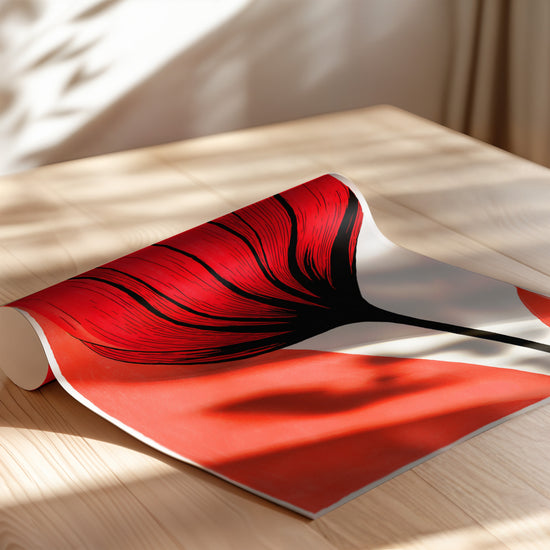 Poster Fleur rouge - Éclat graphique et lignes audacieuses — Vierge - poster-enroullé