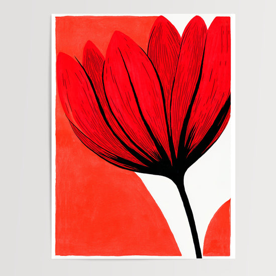 Poster Fleur rouge - Éclat graphique et lignes audacieuses — Vierge - poster-presentation-produit
