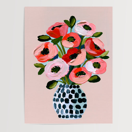 Blumen Poster Koralle & Rot – Fröhlicher Blumenstrauß — Freisteller, Produktpräsentation