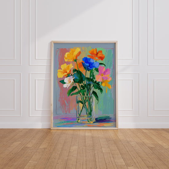 Poster Fleurs colorées - Un bouquet vif qui illumine vos murs — Vierge - living-room