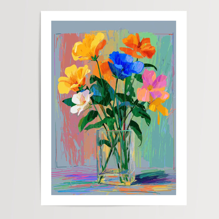 Poster Fleurs colorées - Un bouquet vif qui illumine vos murs — Vierge - poster-presentation-produit — passe-partout blanc