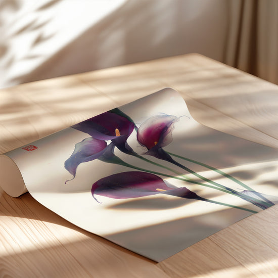 Poster Fleurs de callas - Délicatesse zen à l'aquarelle — Vierge - poster-enroullé