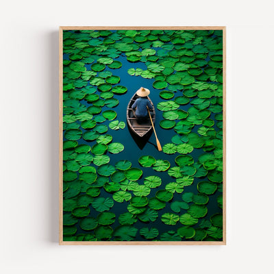 Poster Fleurs de lotus - Douceur d'un lac au petit matin