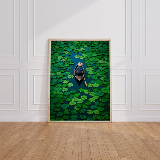 Poster Fleurs de lotus - Douceur d'un lac au petit matin — Vierge - living-room