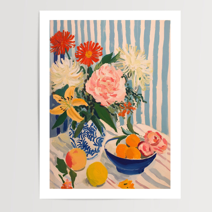Poster Fleurs en vase - Bouquet d'été aux couleurs joyeuses — Vierge - poster-presentation-produit — passe-partout blanc