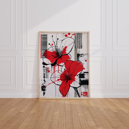 Poster Fleurs rouges - Éclaboussures street art et énergie brute — Vierge - living-room