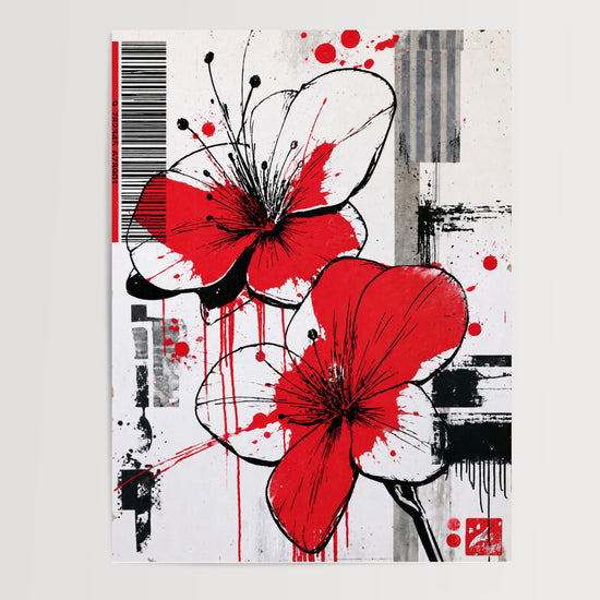 Poster Fleurs rouges - Éclaboussures street art et énergie brute — Vierge - poster-presentation-produit