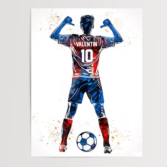 Poster footballeur France bleu rouge personnalisé prénom numéro décoration chambre garçon