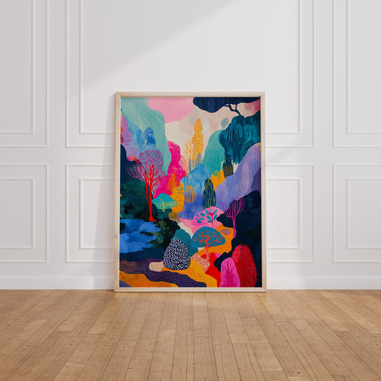 Poster Forêt fantastique - Bois enchanté aux mille couleurs — Vierge - living-room
