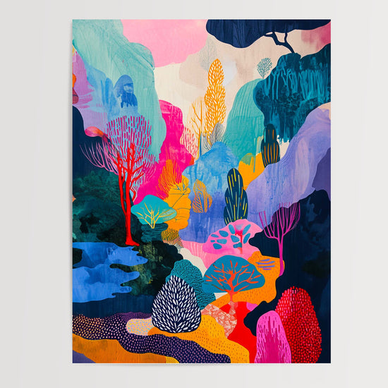 Poster Forêt fantastique - Bois enchanté aux mille couleurs — Vierge - poster-presentation-produit