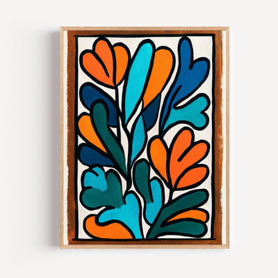 Orange and Blue Abstract Poster – Organic Shapes, Joyful Energy