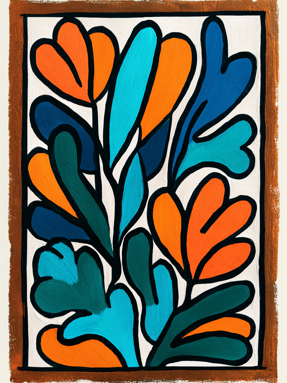Poster Formes organiques - L'énergie joyeuse de l'orange et du bleu