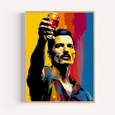 Póster Freddie Mercury - Icono del rock en colores eléctricos