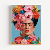Poster Frida Kahlo - Bouquet floral vibrant et beauté rebelle