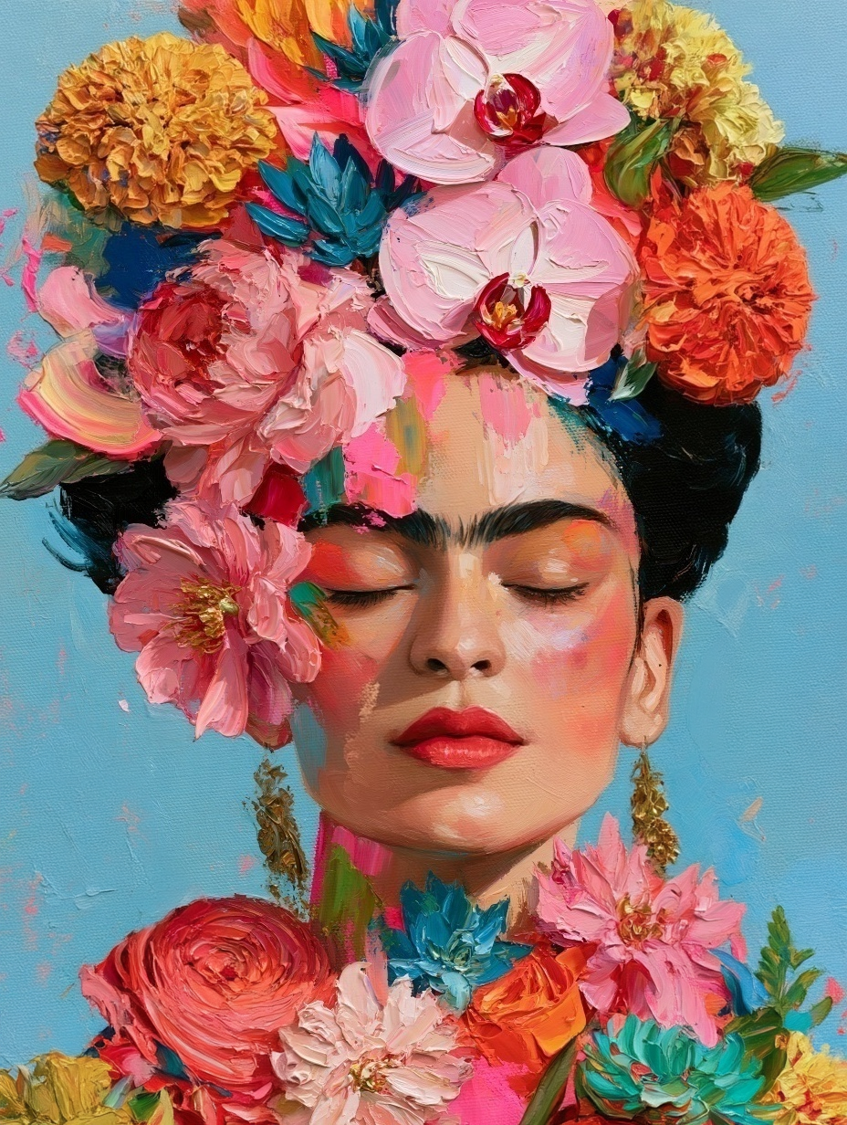 Frida-Kahlo-Poster – Leuchtendes Blumenbouquet & rebellische Schönheit