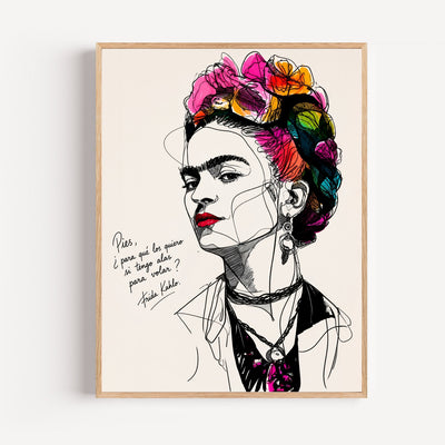 Poster Frida Kahlo - Des ailes pour voler et des fleurs qui osent