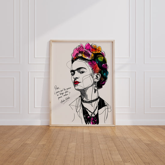 Poster Frida Kahlo - Des ailes pour voler et des fleurs qui osent — Vierge - living-room