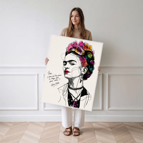 Poster Frida Kahlo - Des ailes pour voler et des fleurs qui osent — Vierge - poster-femme-debout