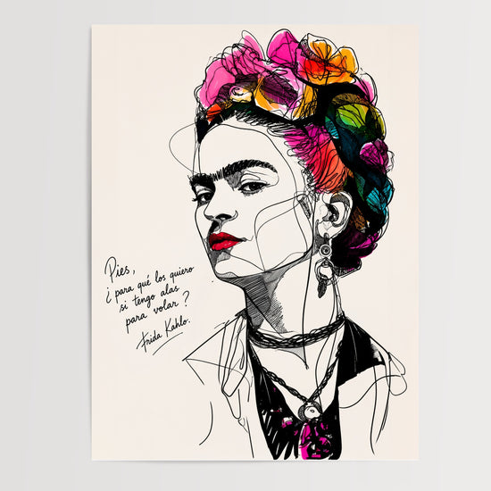 Poster Frida Kahlo - Des ailes pour voler et des fleurs qui osent — Vierge - poster-presentation-produit