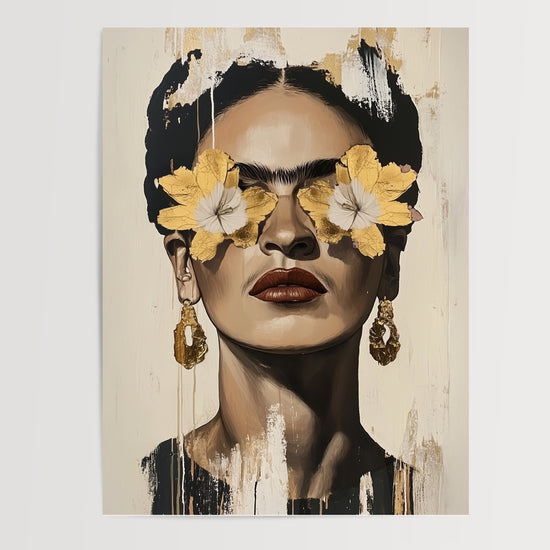 Poster Frida Kahlo - Lumière dorée et présence envoûtante — Vierge - poster-presentation-produit