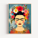 Poster Frida Kahlo - Portrait fleuri aux accents poétiques