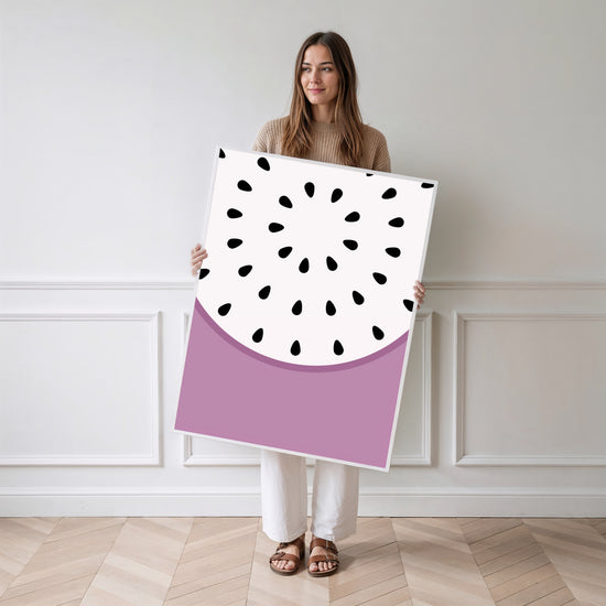 Poster Fruit du dragon - Tranches exotiques aux couleurs éclatantes — Vierge - poster-femme-debout