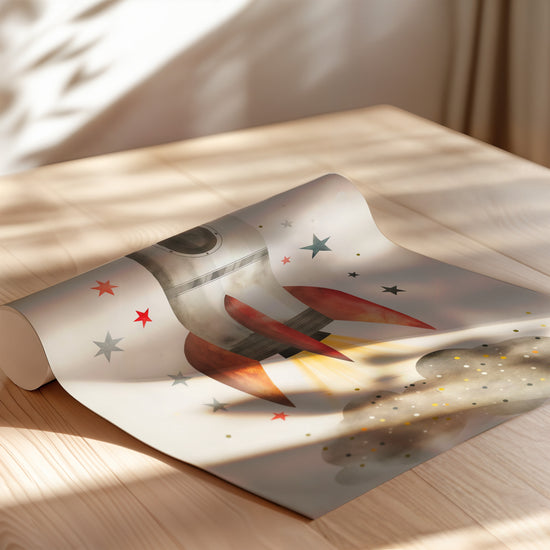 Poster Fusée enfant - Envol vers les étoiles et les grands rêves — Vierge - poster-enroullé