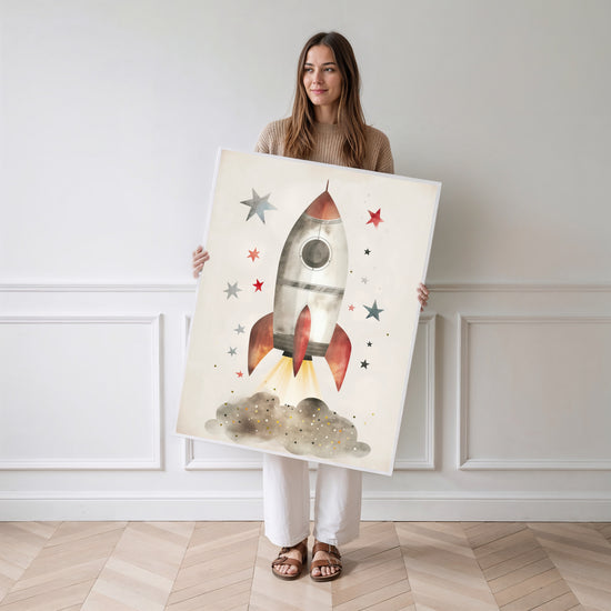 Poster Fusée enfant - Envol vers les étoiles et les grands rêves — Vierge - poster-femme-debout