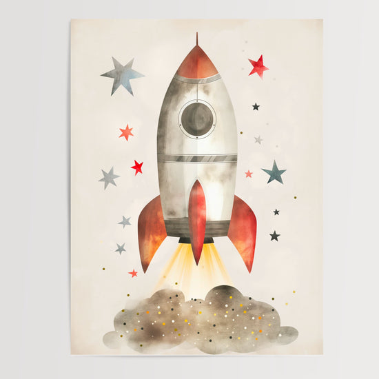 Poster Fusée enfant - Envol vers les étoiles et les grands rêves — Vierge - poster-presentation-produit
