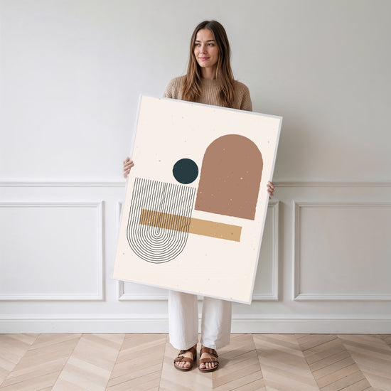 Poster Géométrie nordique - Formes pastel et douceur scandinave — Vierge - poster-femme-debout