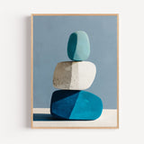 Poster Galets bleus - Douceur minimaliste et fraîcheur apaisante
