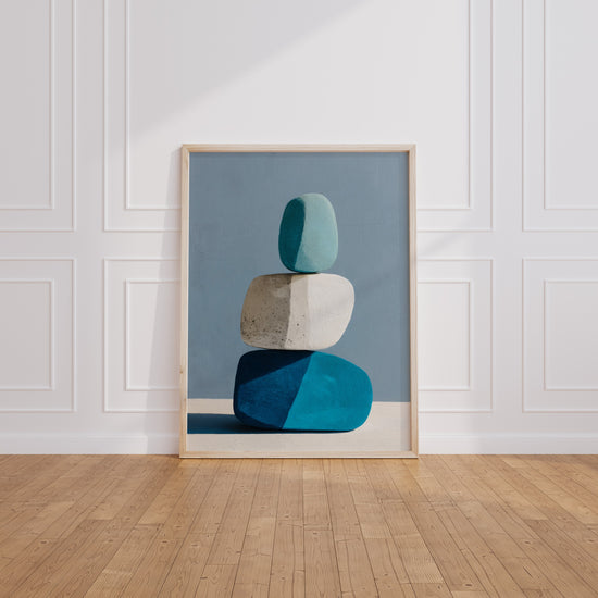 Poster Galets bleus - Douceur minimaliste et fraîcheur apaisante — Vierge - living-room
