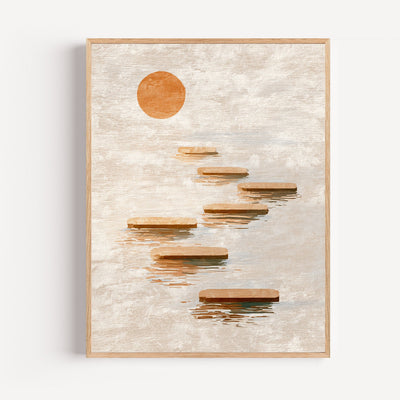 Poster Zen-Steine – Steinpfad im goldenen Sonnenlicht