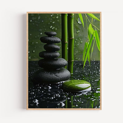 Poster Galets zen et bambou - Instant de calme et d'équilibre