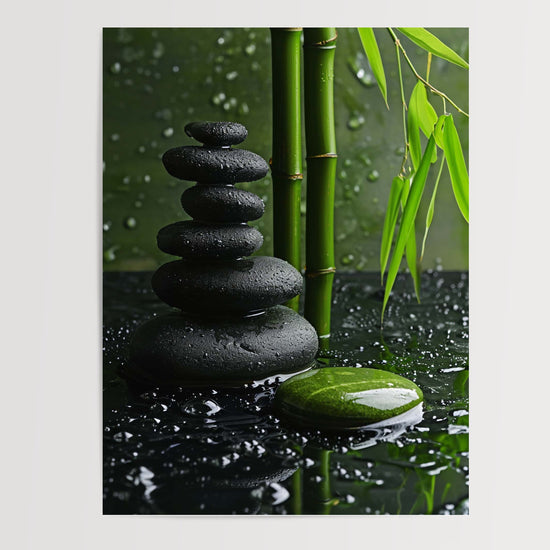 Poster Galets zen et bambou - Instant de calme et d'équilibre — Vierge - poster-presentation-produit