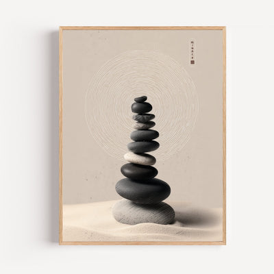 Poster Galets zen - L'équilibre paisible des pierres empilées