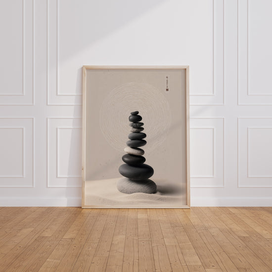 Poster Galets zen - L'équilibre paisible des pierres empilées — Vierge - living-room
