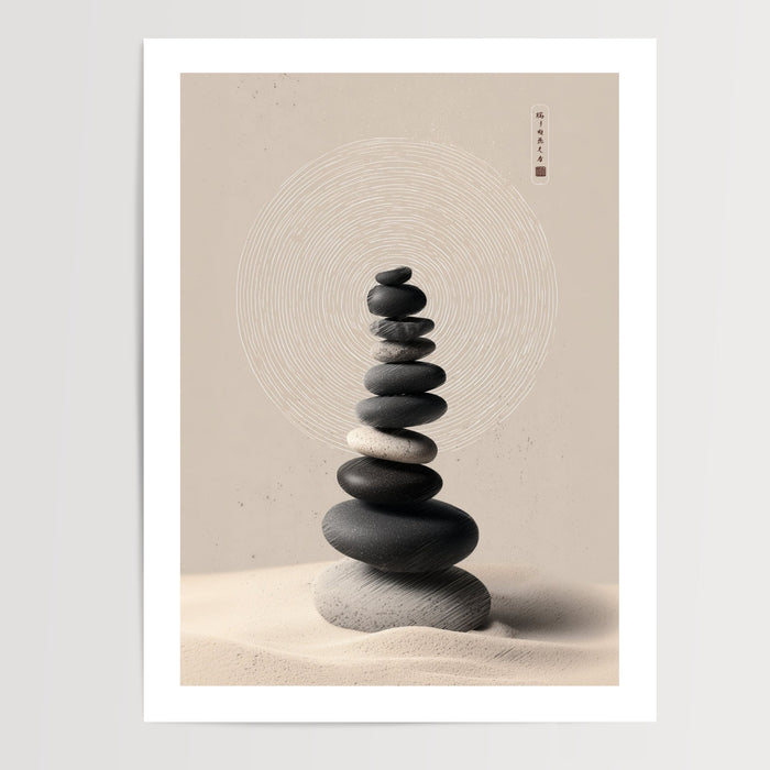 Poster Galets zen - L'équilibre paisible des pierres empilées — Vierge - poster-presentation-produit — passe-partout blanc