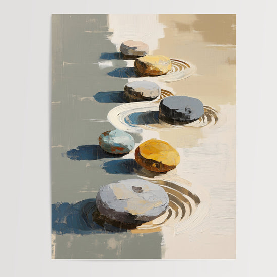 Poster Galets zen - Équilibre paisible entre sable et pierre — Vierge - poster-presentation-produit