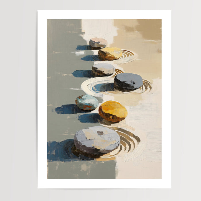Poster Galets zen - Équilibre paisible entre sable et pierre — Vierge - poster-presentation-produit — passe-partout blanc