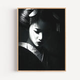 Poster Geisha noir et blanc - Une présence forte et silencieuse