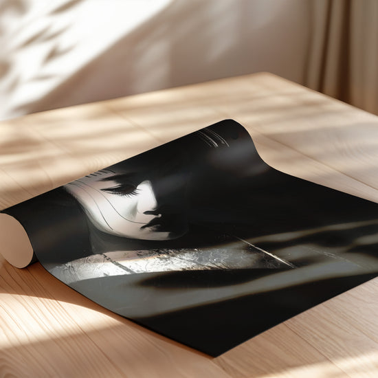Poster Geisha noir et blanc - Une présence forte et silencieuse — Vierge - poster-enroullé