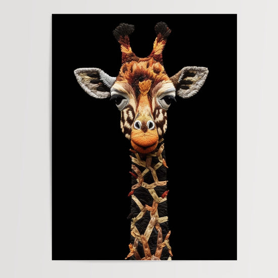 Poster Girafe en art du fil - Élan coloré sur fond noir — Vierge - poster-presentation-produit
