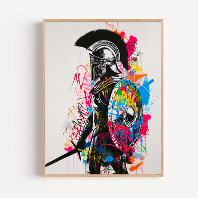 Poster Gladiateur - Le guerrier antique version street art coloré